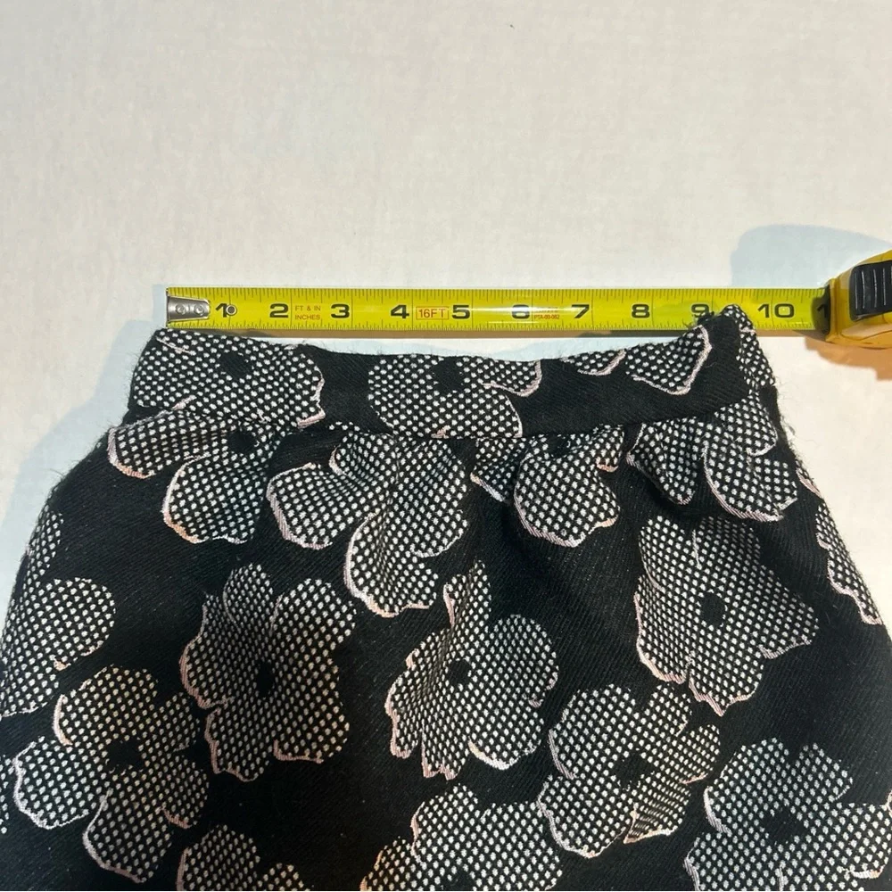 Janie And Jack Floral Black‎ And White Side Zip Skirt Size 4 Adjustable Waist